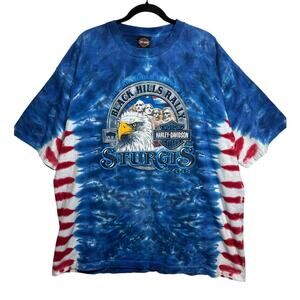 Harley Davidson Vintage T-Shirt Sturgis Black Hills Rally Patriotic Tee  Size 2X